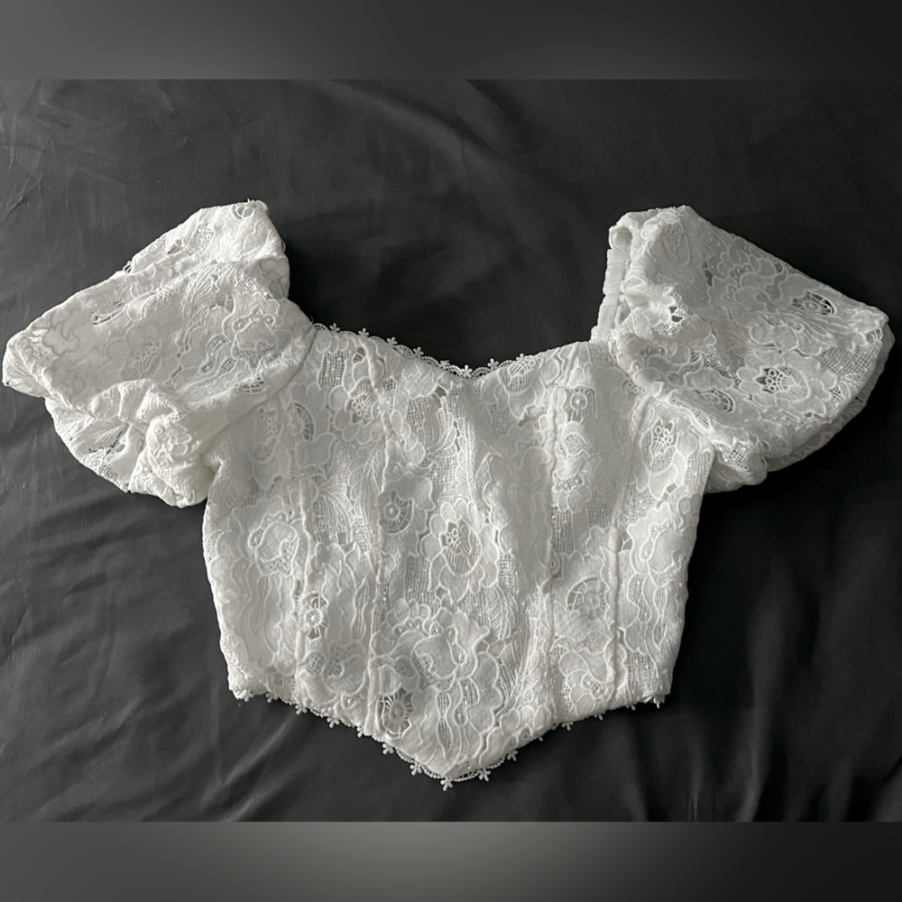 White cropped western top
